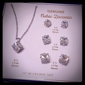 Genuine cubic zirconia  necklace and earring set